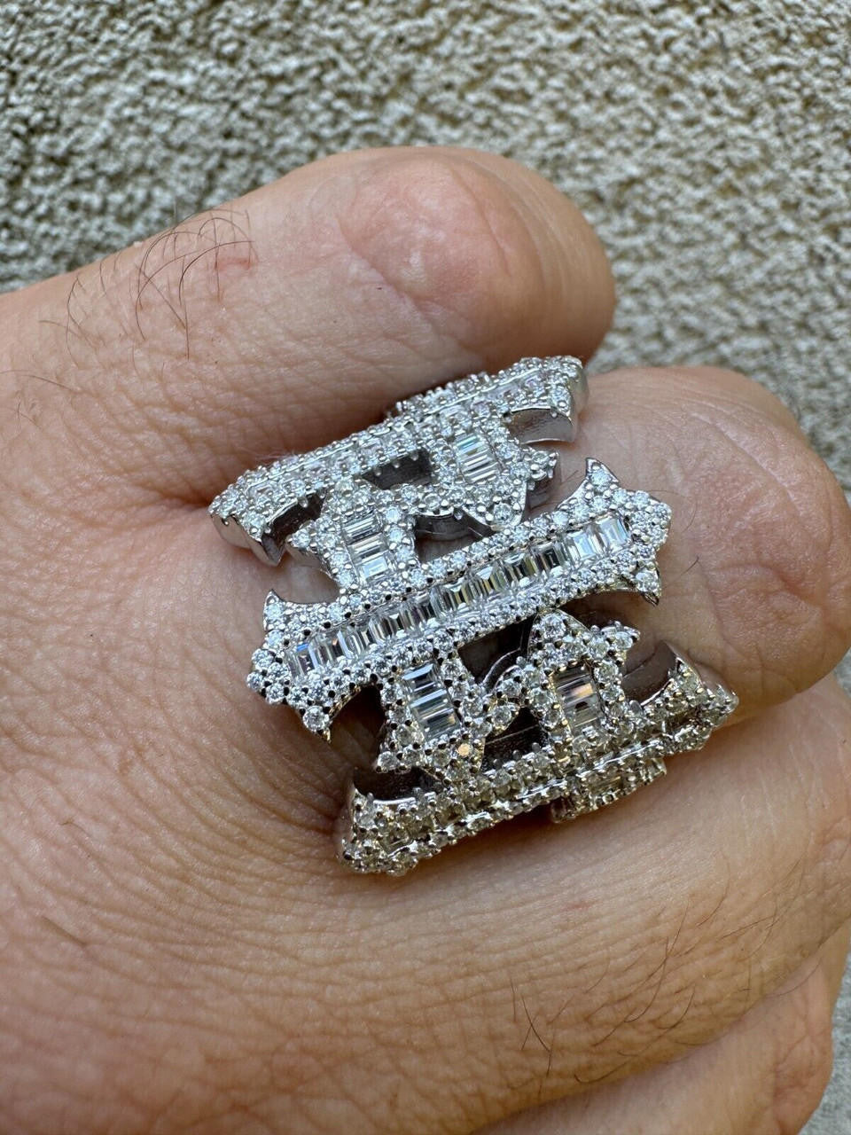 HarlemBling MOISSANITE Gothic Cross Baguette Iced Out Ring - 925 Silver