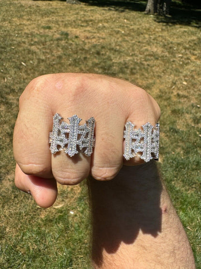 HarlemBling MOISSANITE Gothic Cross Baguette Iced Out Ring - 925 Silver