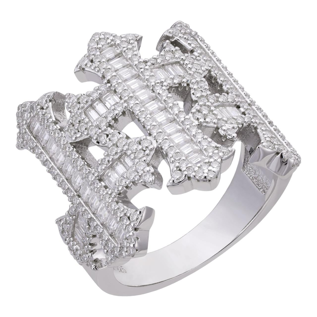 HarlemBling MOISSANITE Gothic Three Crosses Baguette Iced Out Ring - 925 Silver