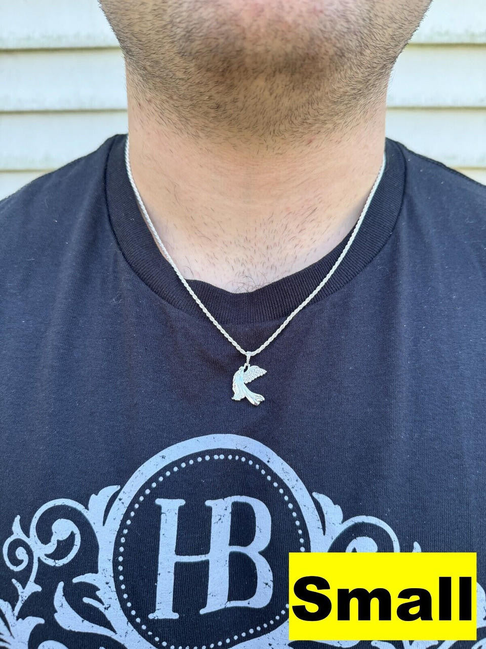 HarlemBling Moissanite Guardian Angel Wing Pendant Real 925 Silver Iced Necklace Mens Ladies