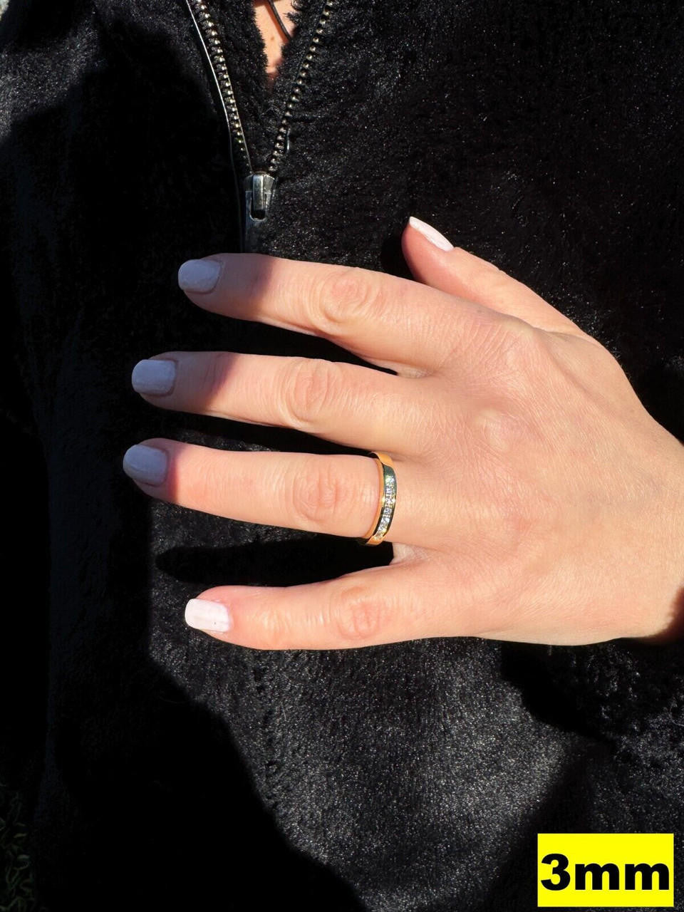 HarlemBling Moissanite Half Eternity Band Channel Set Wedding Ring 14k Gold Over 925 Silver