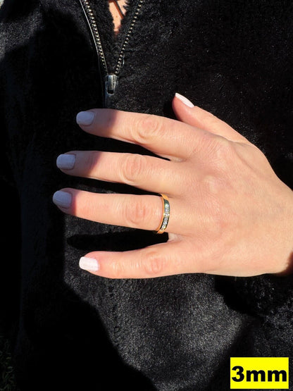 HarlemBling Moissanite Half Eternity Band Channel Set Wedding Ring 14k Gold Over 925 Silver