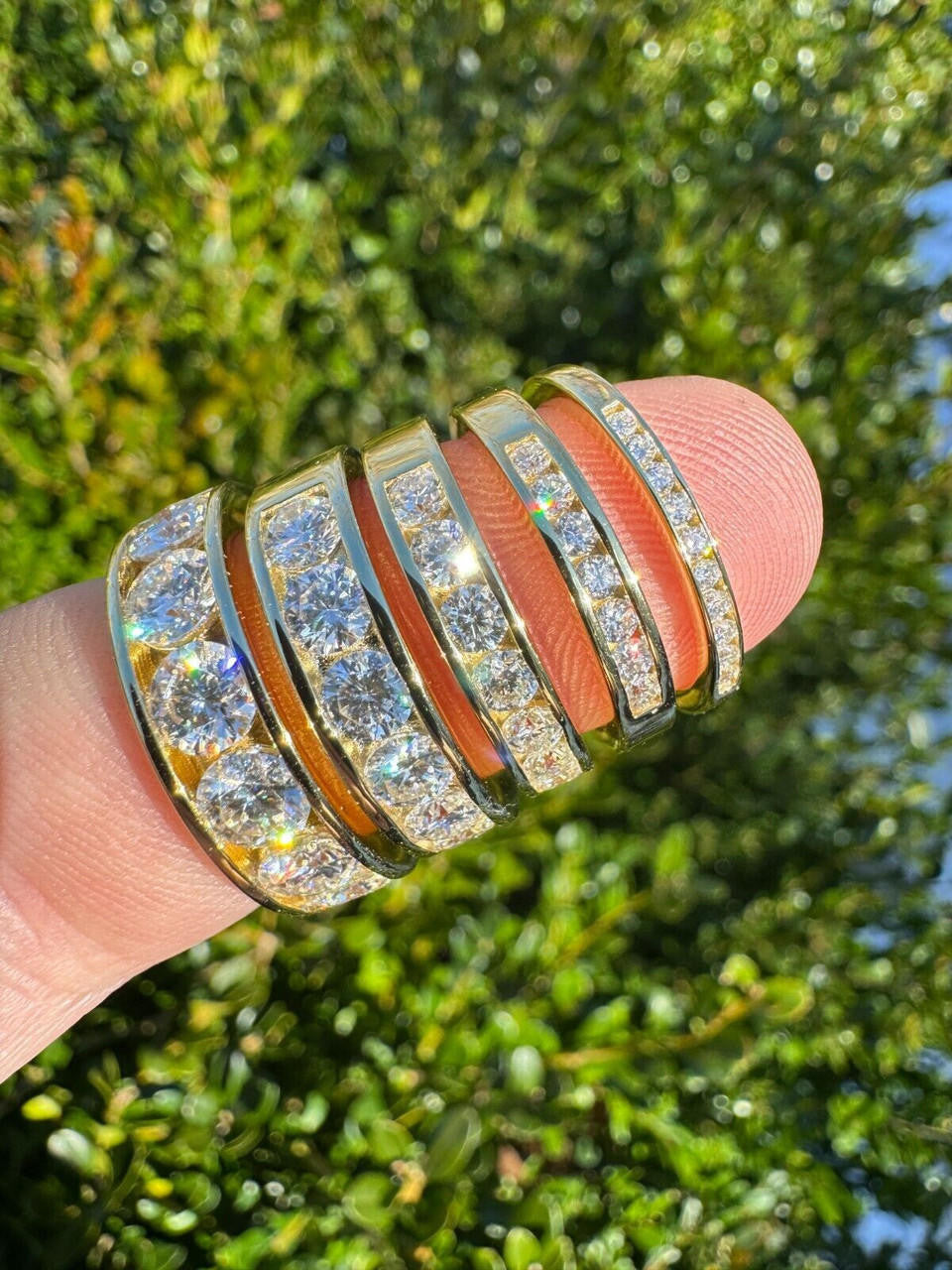 HarlemBling Moissanite Half Eternity Band Channel Set Wedding Ring 14k Gold Over 925 Silver