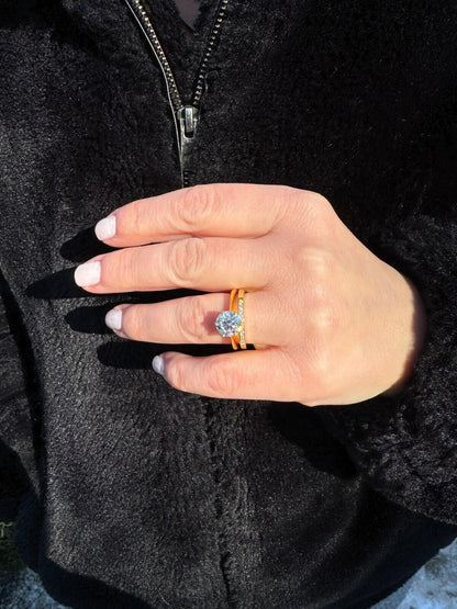 HarlemBling Moissanite Half Eternity Band Channel Set Wedding Ring 14k Gold Over 925 Silver