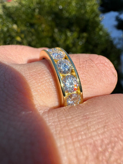 HarlemBling Moissanite Half Eternity Band Channel Set Wedding Ring 14k Gold Over 925 Silver