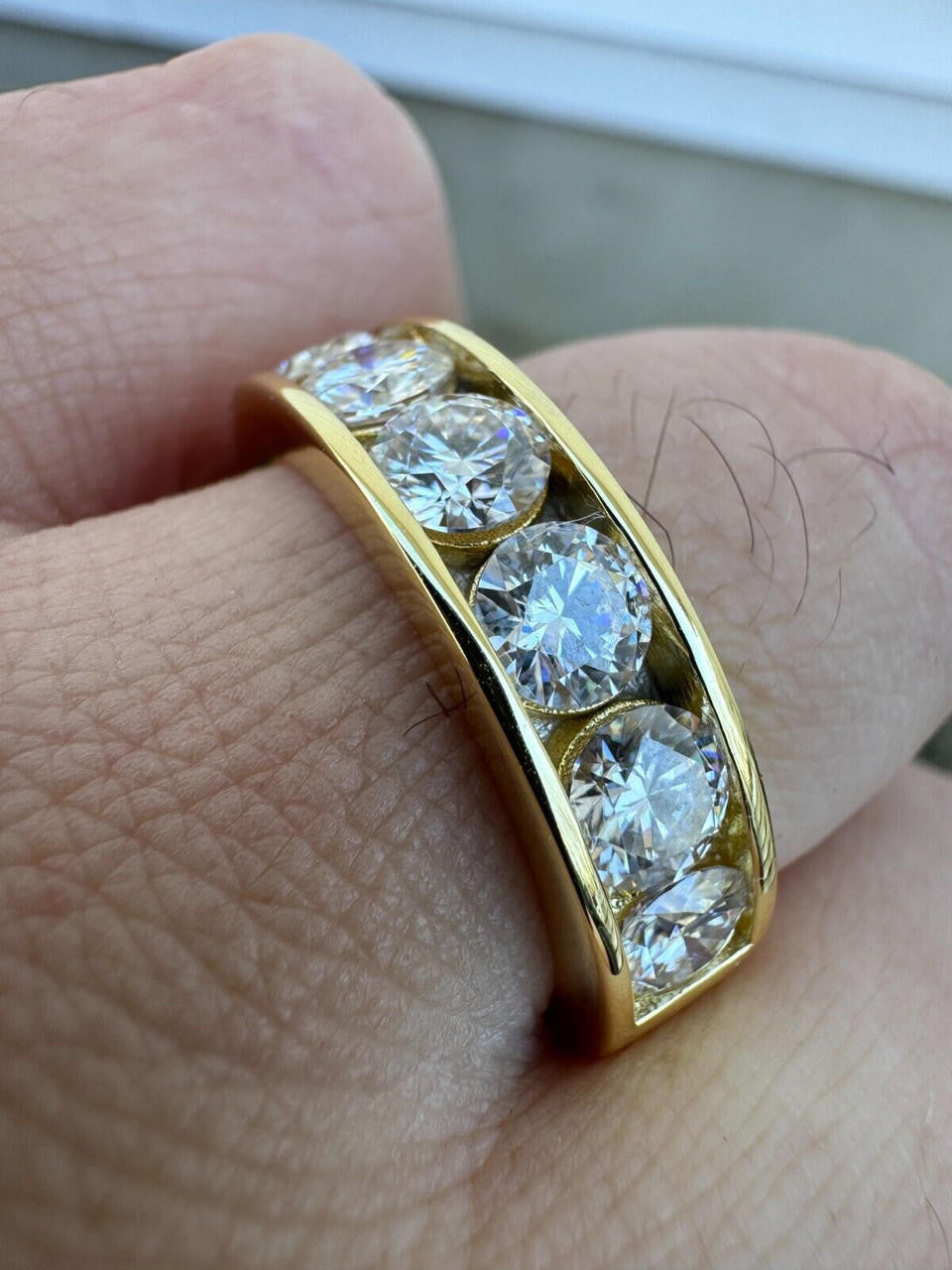 HarlemBling Moissanite Half Eternity Band Channel Set Wedding Ring 14k Gold Over 925 Silver