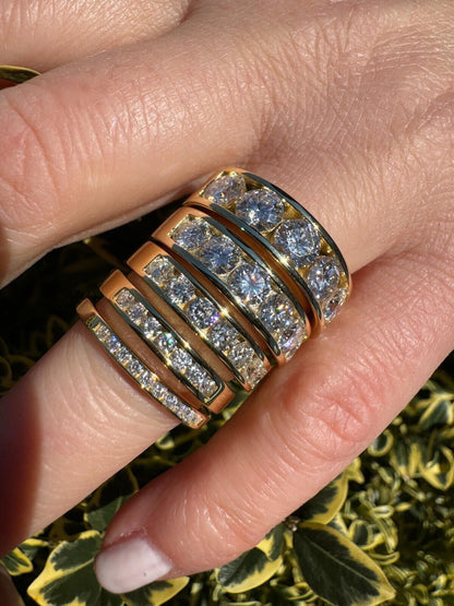 HarlemBling Moissanite Half Eternity Band Channel Set Wedding Ring 14k Gold Over 925 Silver