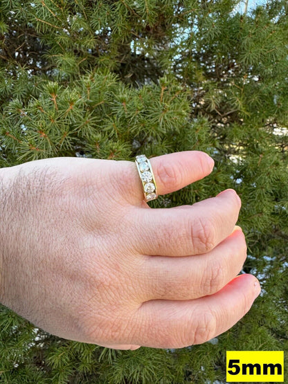 HarlemBling Moissanite Half Eternity Band Channel Set Wedding Ring 14k Gold Over 925 Silver