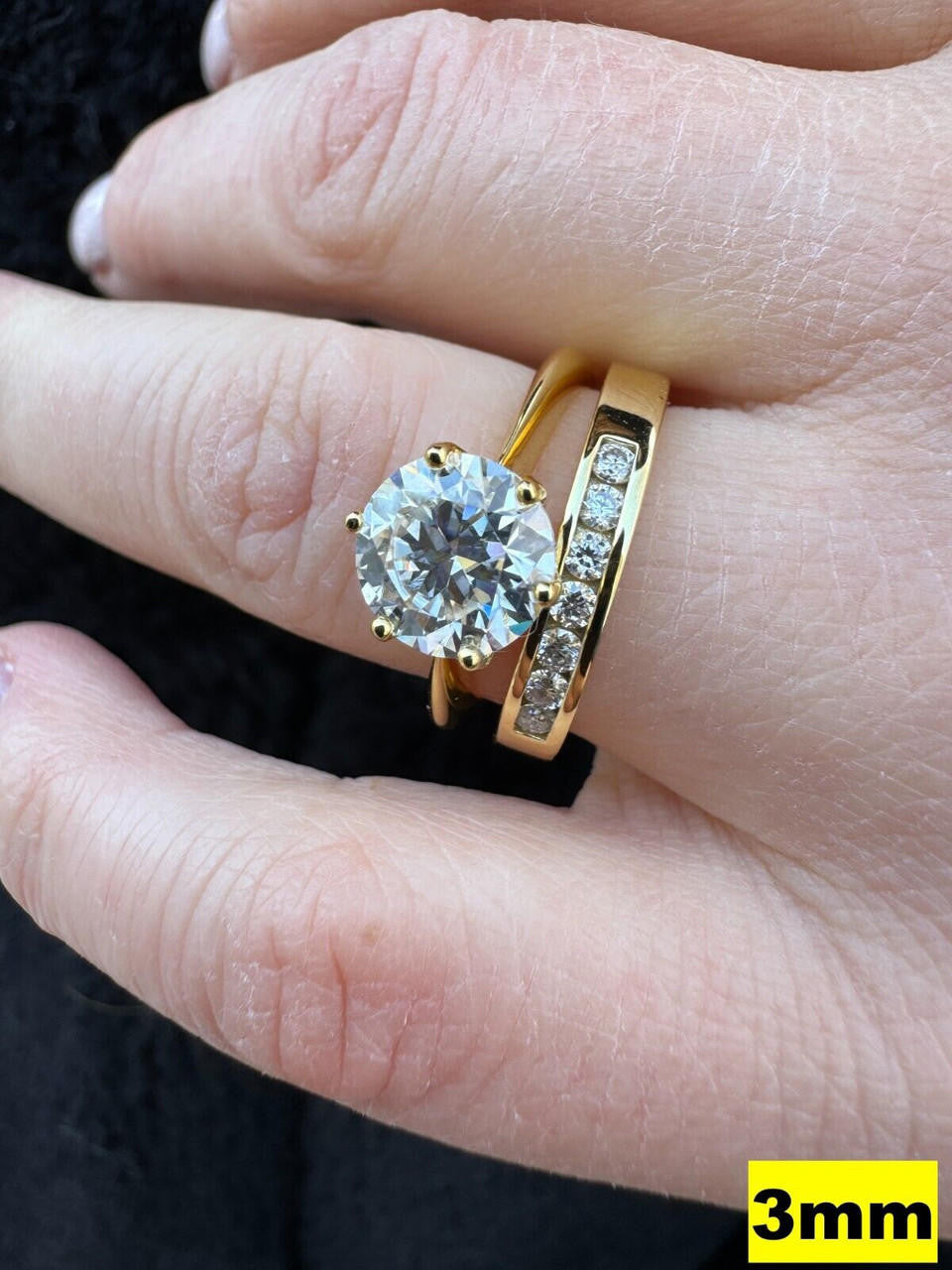 HarlemBling Moissanite Half Eternity Band Channel Set Wedding Ring 14k Gold Over 925 Silver