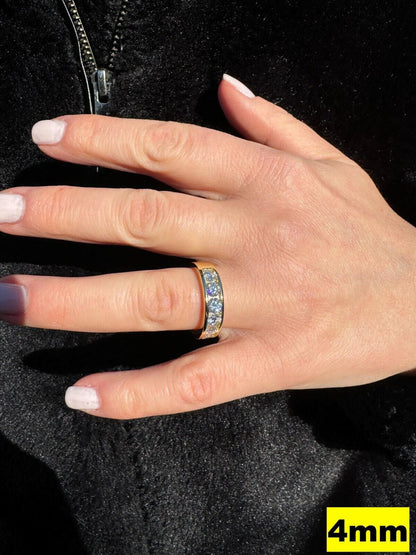 HarlemBling Moissanite Half Eternity Band Channel Set Wedding Ring 14k Gold Over 925 Silver