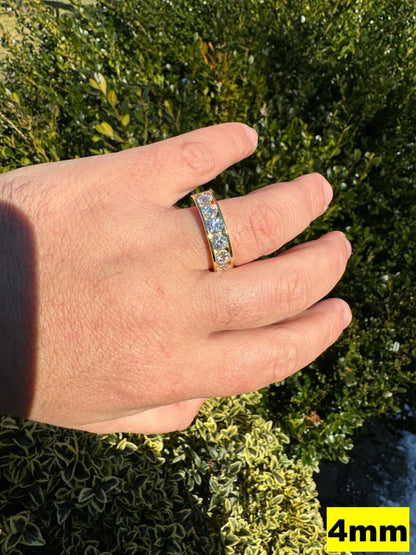 HarlemBling Moissanite Half Eternity Band Channel Set Wedding Ring 14k Gold Over 925 Silver