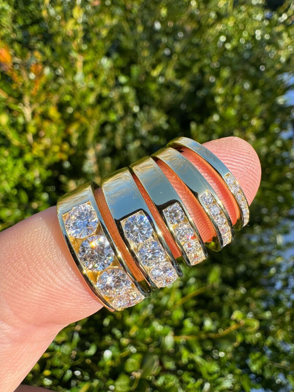 HarlemBling Moissanite Half Eternity Band Channel Set Wedding Ring 14k Gold Over 925 Silver