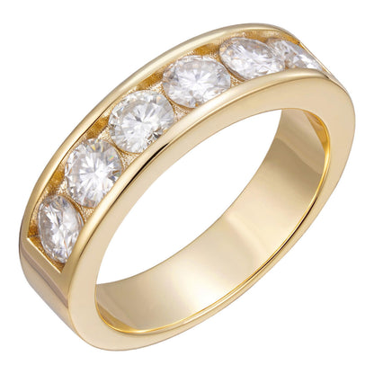 HarlemBling MOISSANITE Half Eternity Channel Set Wedding Band Ring - 14k Gold Vermeil 925 Silver - 1.5mm-5mm