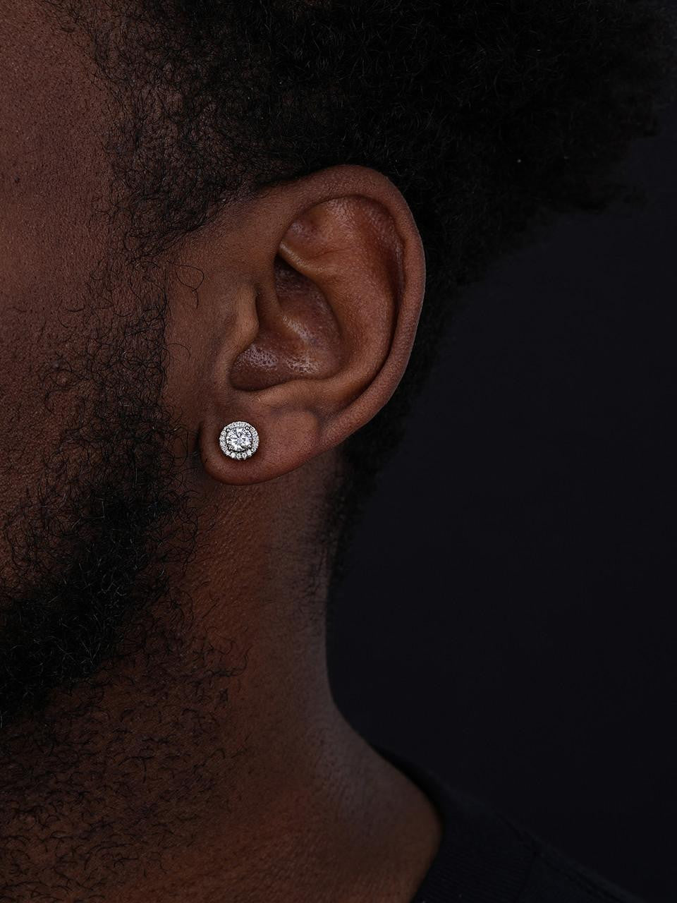 HarlemBling MOISSANITE Halo Stud Iced Out Earrings - 925 Silver - 8mm