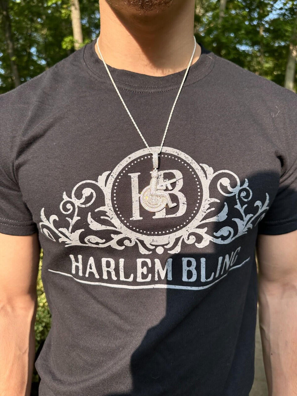 HarlemBling Moissanite Handicap In Wheelchair & AK47 Gun 925 Silver/Gold Plated Iced Pendant