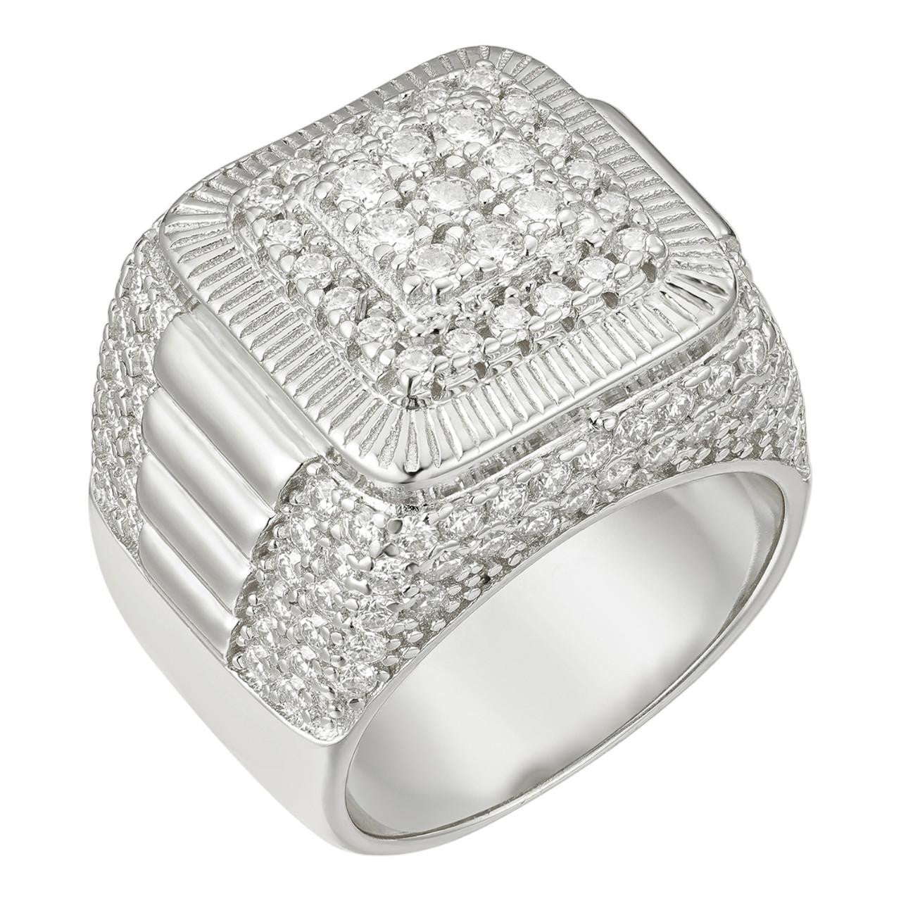 HarlemBling MOISSANITE Heavy Square Iced Out Ring - 925 Silver