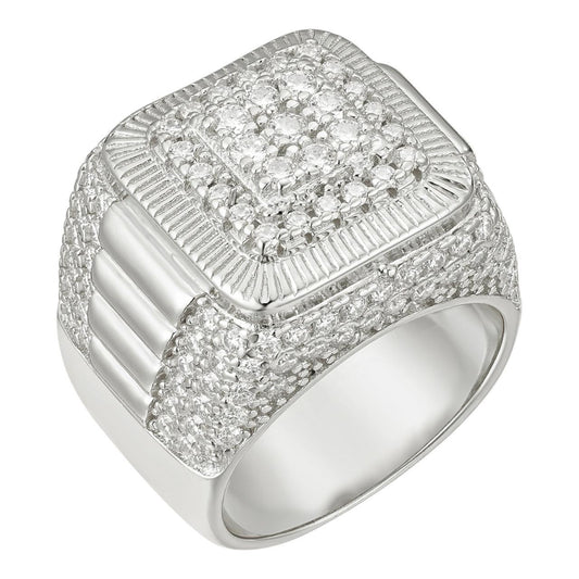 HarlemBling MOISSANITE Heavy Square Iced Out Ring - 925 Silver