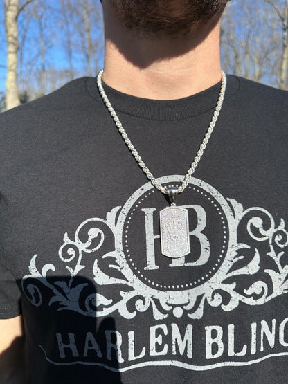 HarlemBling MOISSANITE Hip Hop 925 Silver / Gold Rolex Crown King Dog Tag Iced Pendant Necklace