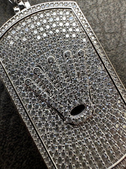HarlemBling MOISSANITE Hip Hop 925 Silver / Gold Rolex Crown King Dog Tag Iced Pendant Necklace