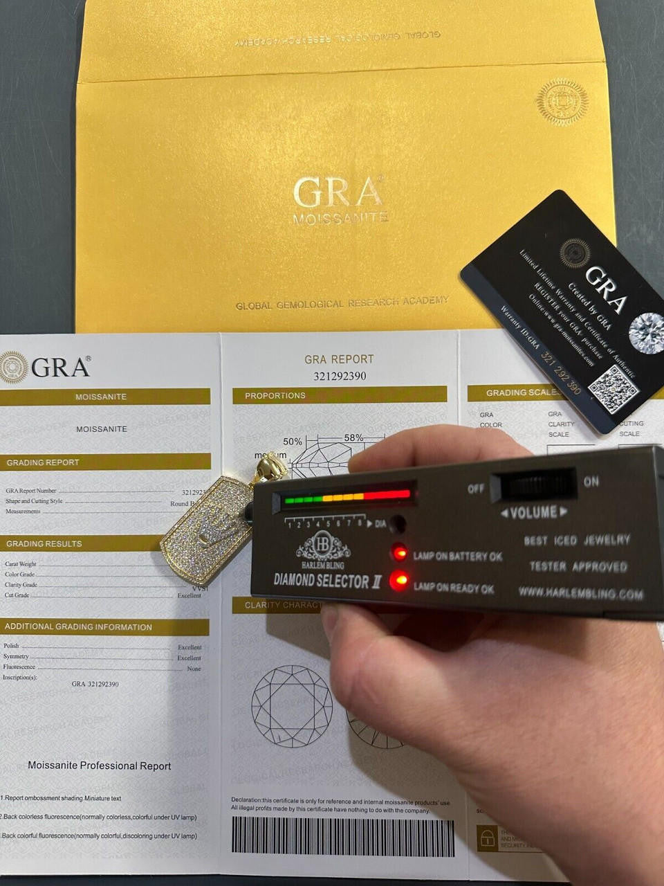 HarlemBling MOISSANITE Hip Hop 925 Silver / Gold Rolex Crown King Dog Tag Iced Pendant Necklace