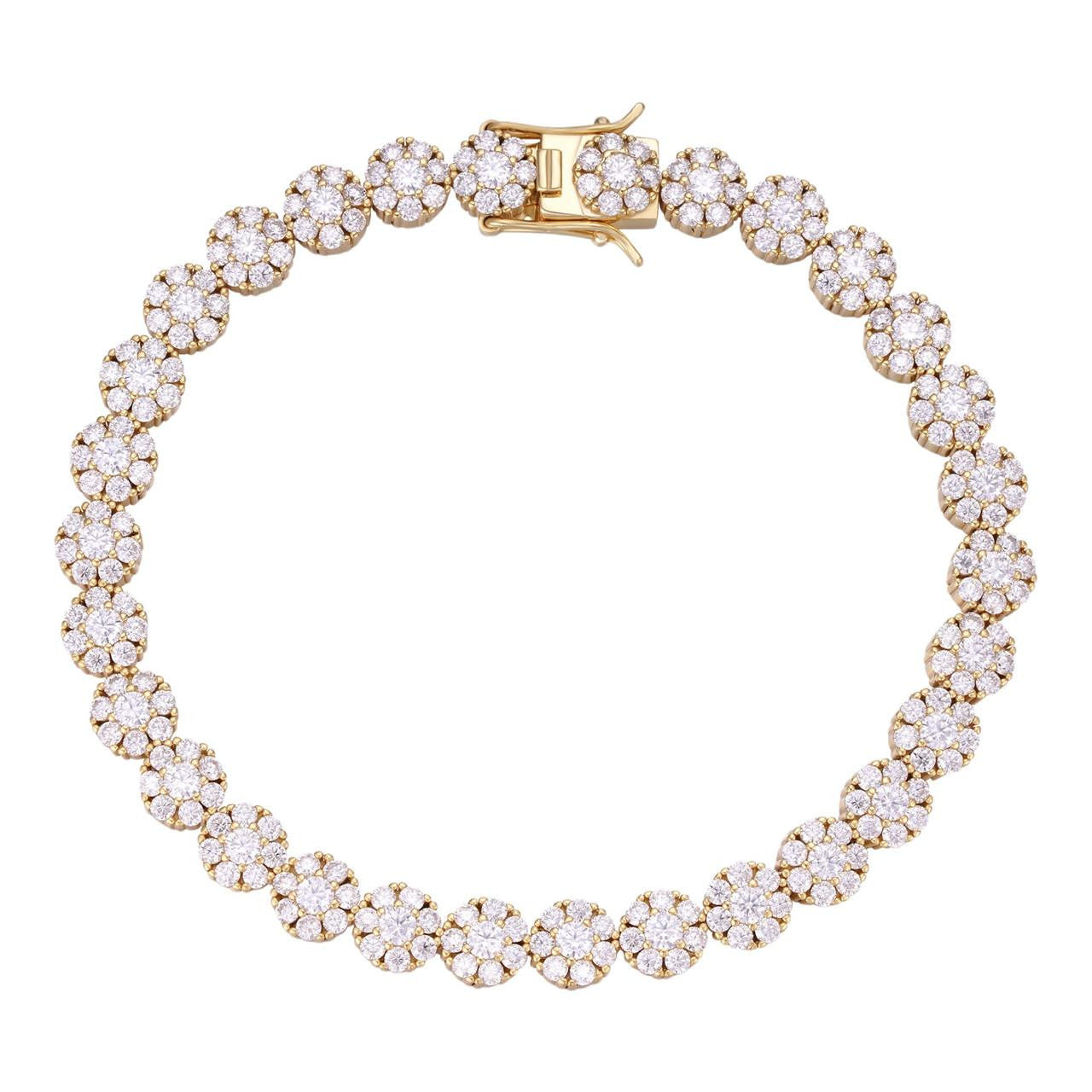 HarlemBling MOISSANITE Hip Hop Tennis Chain Necklace Iced Out - 14k Gold Vermeil 925 Silver - 7mm - 7"-8.5"