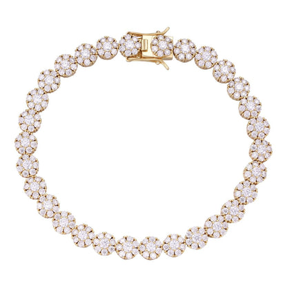 HarlemBling MOISSANITE Hip Hop Tennis Chain Necklace Iced Out - 14k Gold Vermeil 925 Silver - 7mm - 7"-8.5"