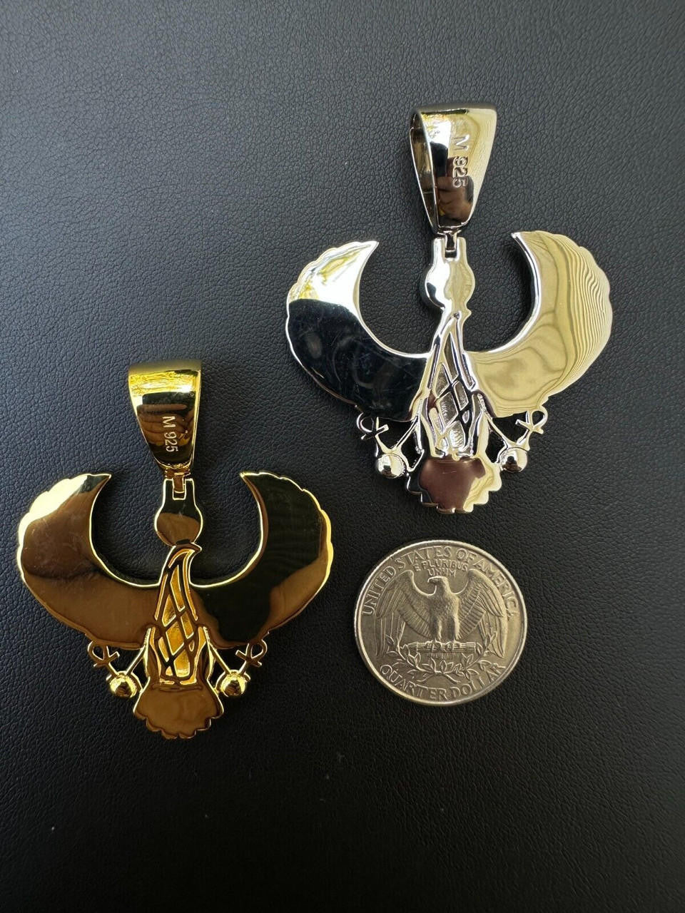 HarlemBling MOISSANITE Horus W. Ankh Pendant Real 925 Silver / Gold Iced Egyptian Necklace