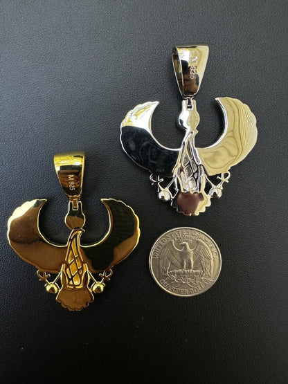 HarlemBling MOISSANITE Horus W. Ankh Pendant Real 925 Silver / Gold Iced Egyptian Necklace