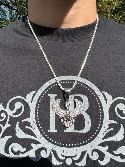 HarlemBling MOISSANITE Horus W. Ankh Pendant Real 925 Silver / Gold Iced Egyptian Necklace