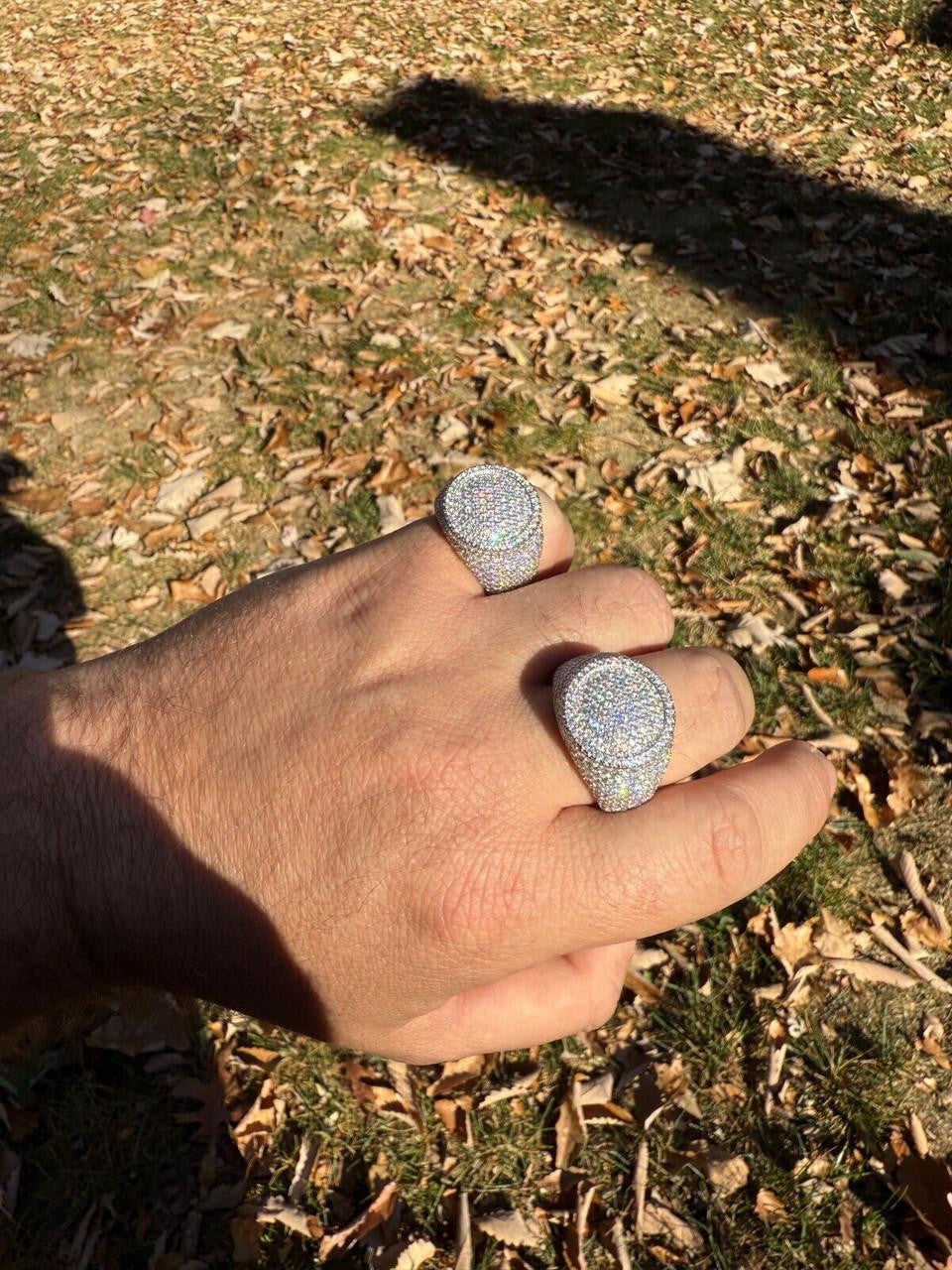 HarlemBling MOISSANITE Ice Giant Round Dome Iced Out Ring - 925 Silver