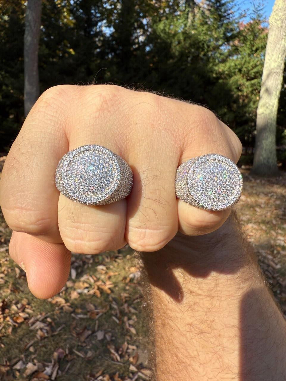 HarlemBling MOISSANITE Ice Giant Round Dome Iced Out Ring - 925 Silver