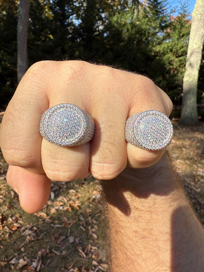 HarlemBling MOISSANITE Ice Giant Round Dome Iced Out Ring - 925 Silver