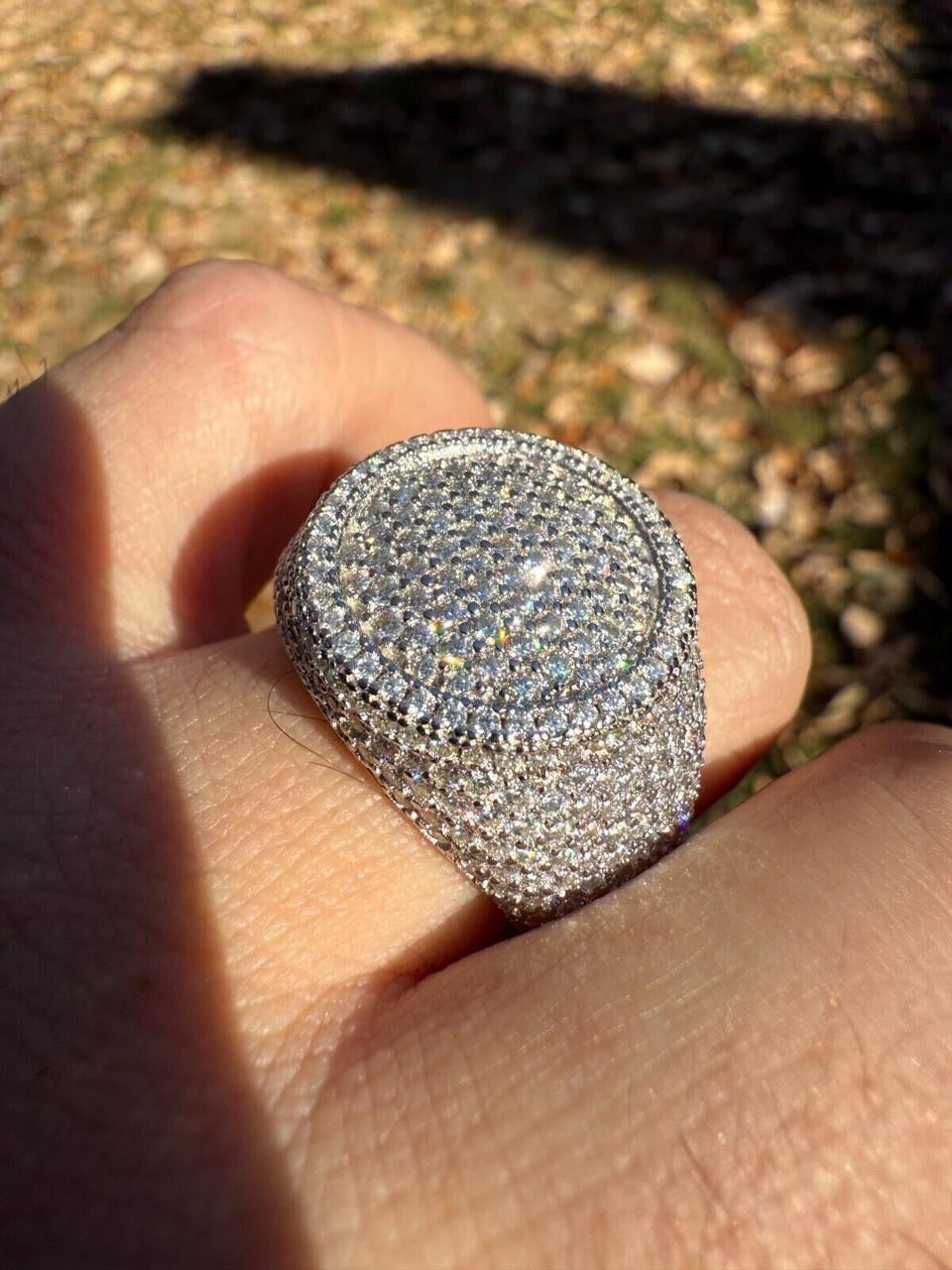 HarlemBling MOISSANITE Ice Giant Round Dome Iced Out Ring - 925 Silver