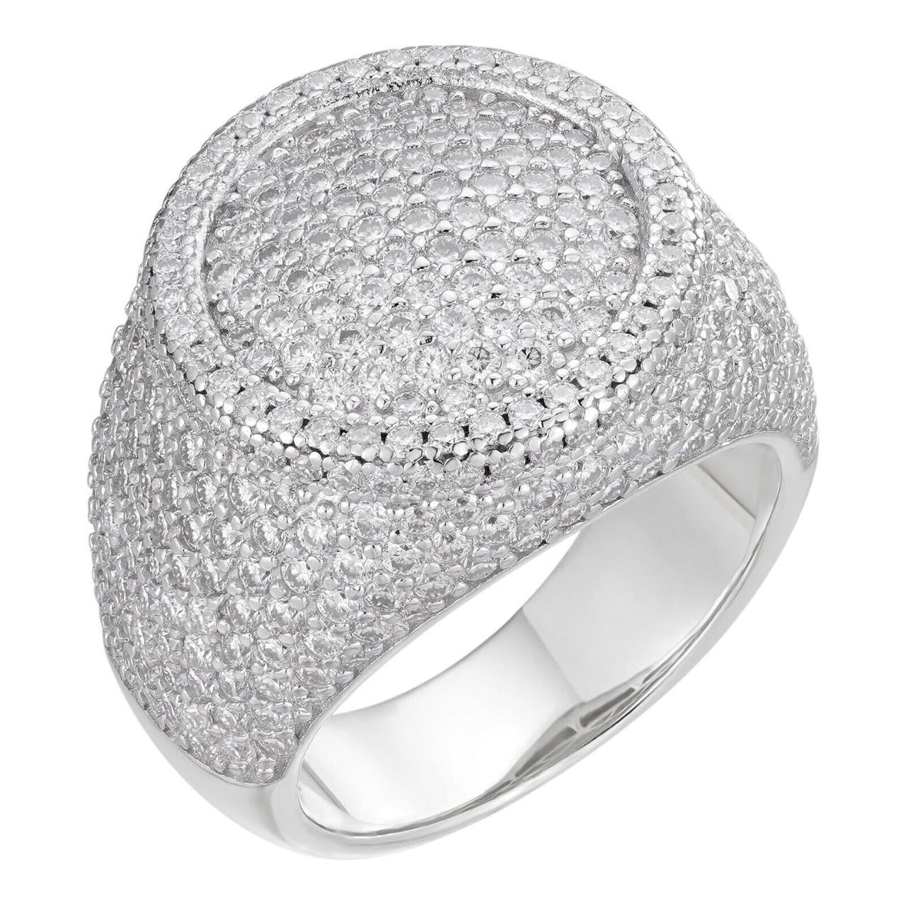 HarlemBling MOISSANITE Ice Giant Round Dome Iced Out Ring - 925 Silver