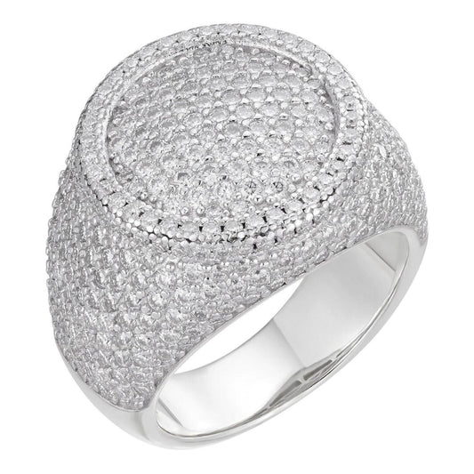 HarlemBling MOISSANITE Ice Giant Round Dome Iced Out Ring - 925 Silver