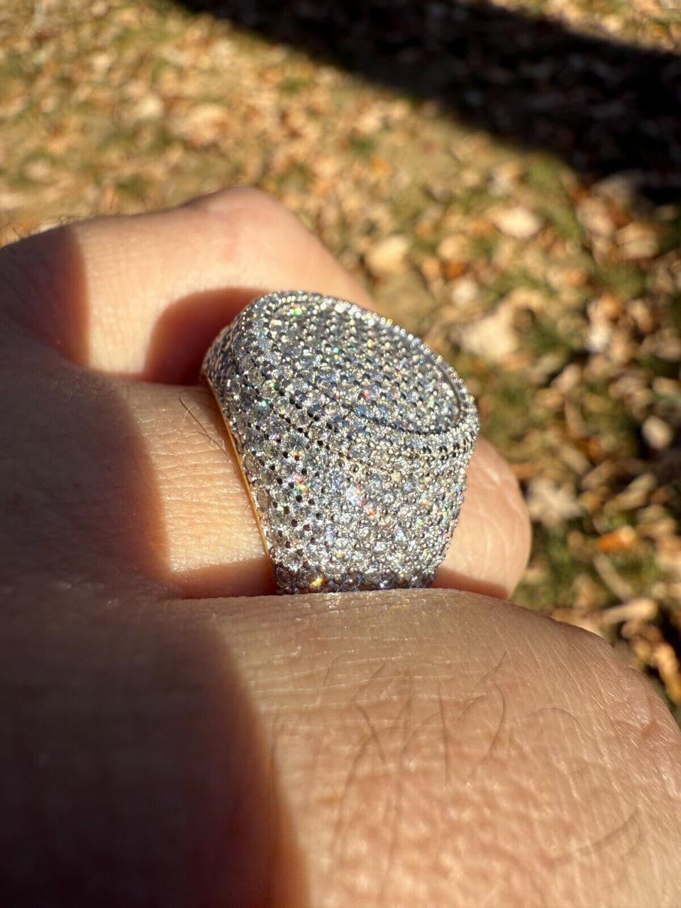 HarlemBling MOISSANITE Ice Giant Round Dome Iced Out Ring - 925 Silver