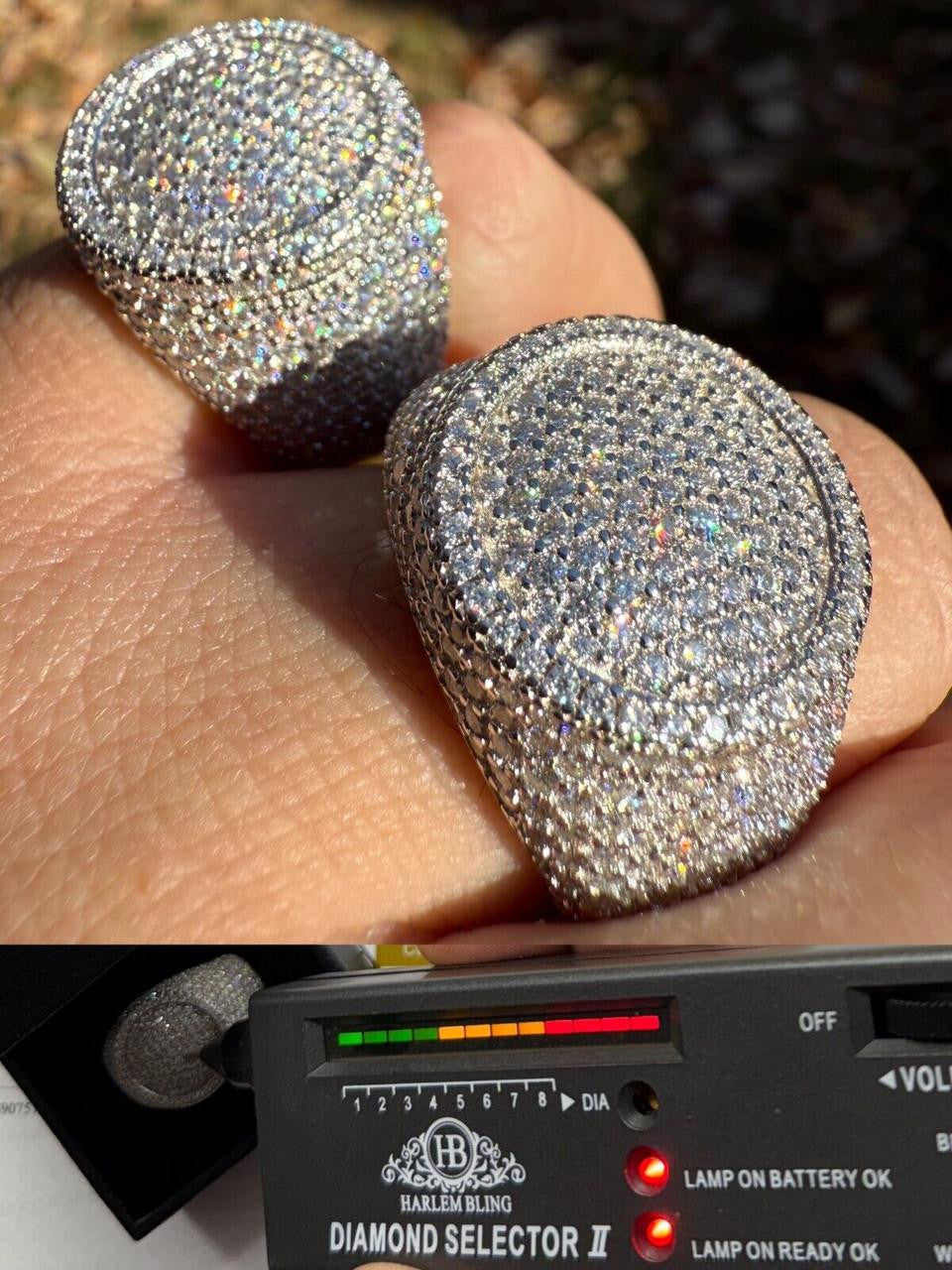 HarlemBling MOISSANITE Ice Giant Round Dome Iced Out Ring - 925 Silver