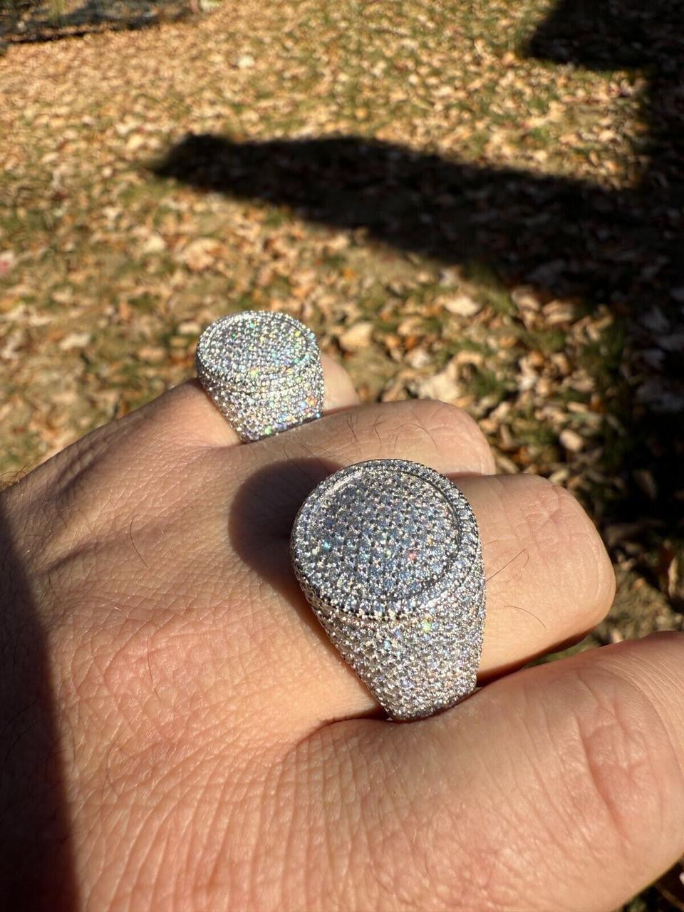 HarlemBling MOISSANITE Ice Giant Round Dome Iced Out Ring - 925 Silver