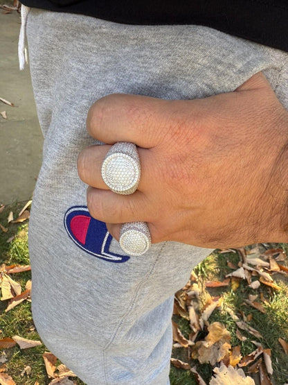 HarlemBling MOISSANITE Ice Giant Round Dome Iced Out Ring - 925 Silver