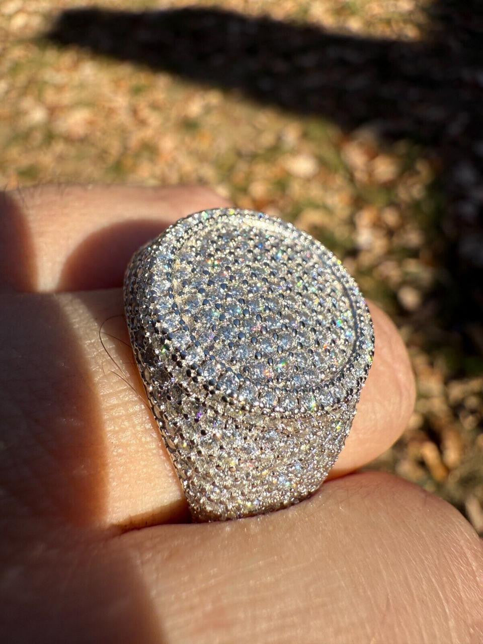 HarlemBling MOISSANITE Ice Giant Round Dome Iced Out Ring - 925 Silver