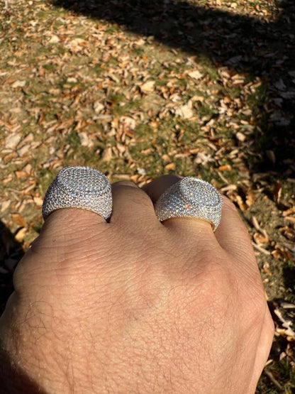 HarlemBling MOISSANITE Ice Giant Round Dome Iced Out Ring - 925 Silver