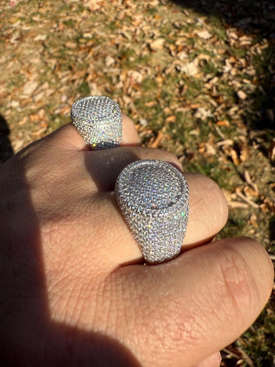 HarlemBling MOISSANITE Ice Giant Round Dome Iced Out Ring - 925 Silver