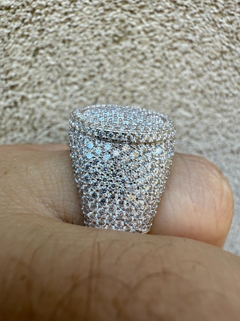 HarlemBling MOISSANITE Ice Giant Round Dome Iced Out Ring - 925 Silver