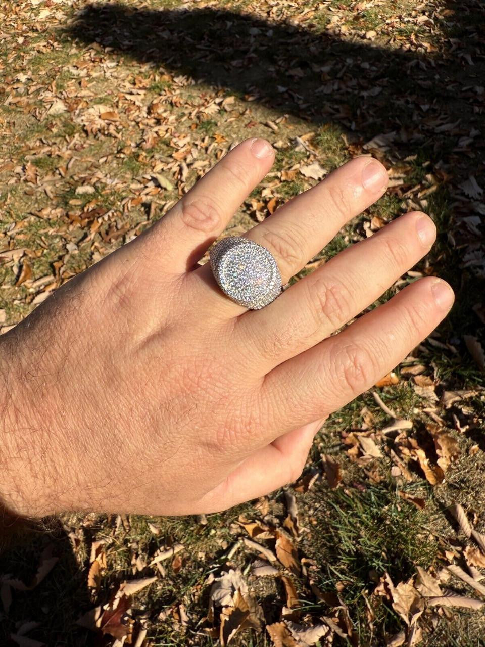 HarlemBling MOISSANITE Ice Giant Round Dome Iced Out Ring - 925 Silver