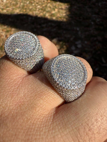 HarlemBling MOISSANITE Ice Giant Round Dome Iced Out Ring - 925 Silver