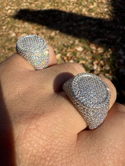 HarlemBling MOISSANITE Ice Giant Round Dome Iced Out Ring - 925 Silver