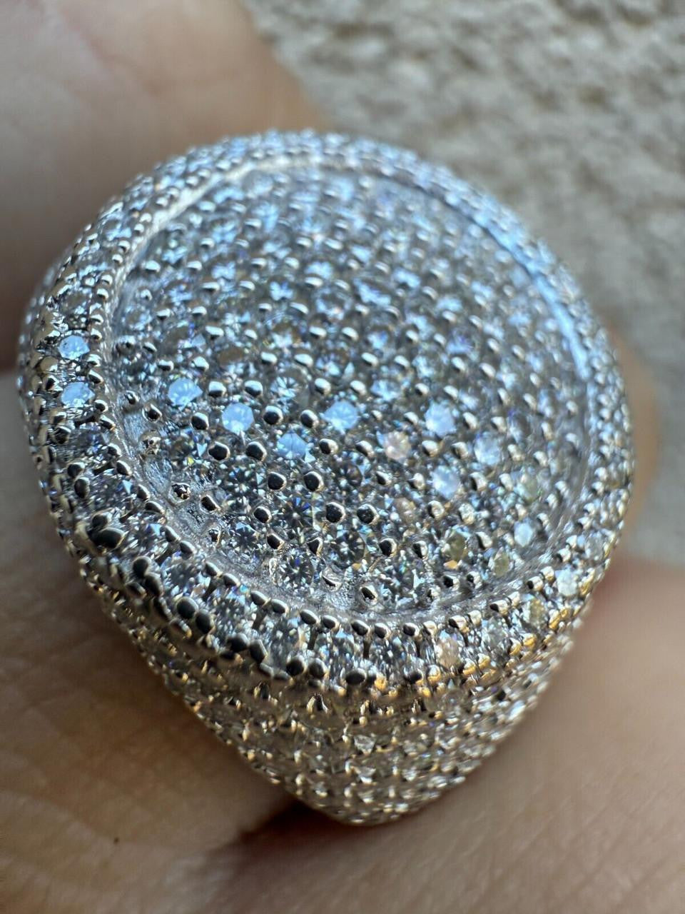 HarlemBling MOISSANITE Ice Giant Round Dome Iced Out Ring - 925 Silver