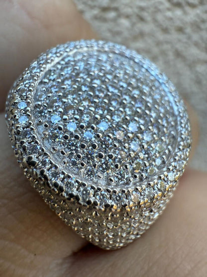 HarlemBling MOISSANITE Ice Giant Round Dome Iced Out Ring - 925 Silver