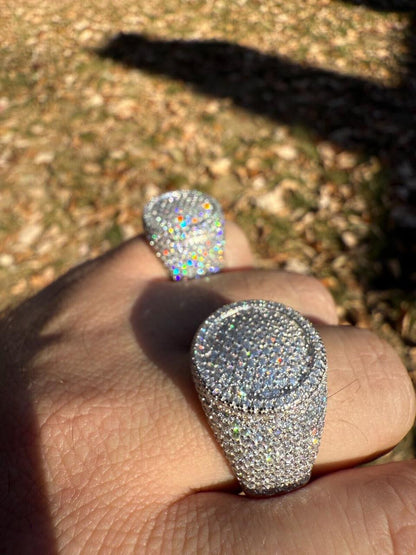 HarlemBling MOISSANITE Ice Giant Round Dome Iced Out Ring - 925 Silver