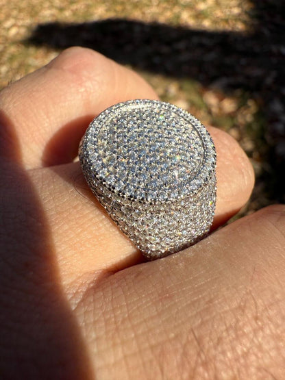 HarlemBling MOISSANITE Ice Giant Round Dome Iced Out Ring - 925 Silver